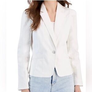 NWOT INC international concepts white denim blazer size large